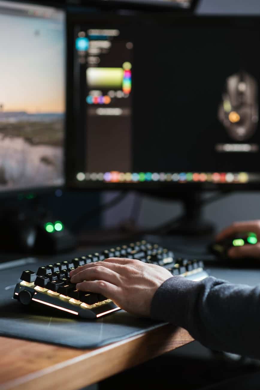 crop unrecognizable man working on computer